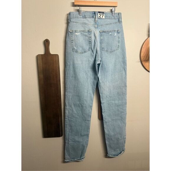 Gap Blue Indigo Denim light Wash Sky High Straight Jeans Size 4 Tall - Picture 2 of 6